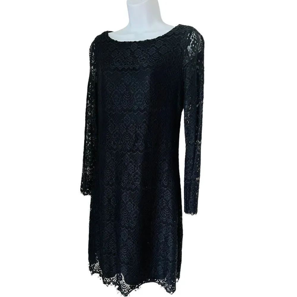 Laundry by Design Black Lace Elegant Evening Cocktail  Dress sz 6